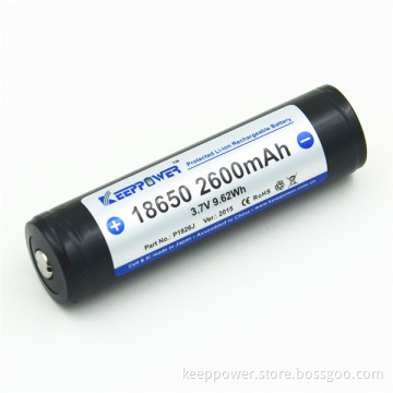 KeepPower P1826J lithium ion 3.7V sanyo 2600 protected 2600mah 18650 battery